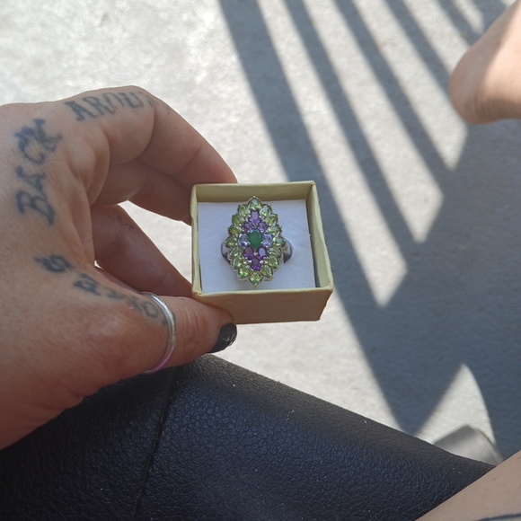 Multi colored stone 925 ring - Picture 3 of 3